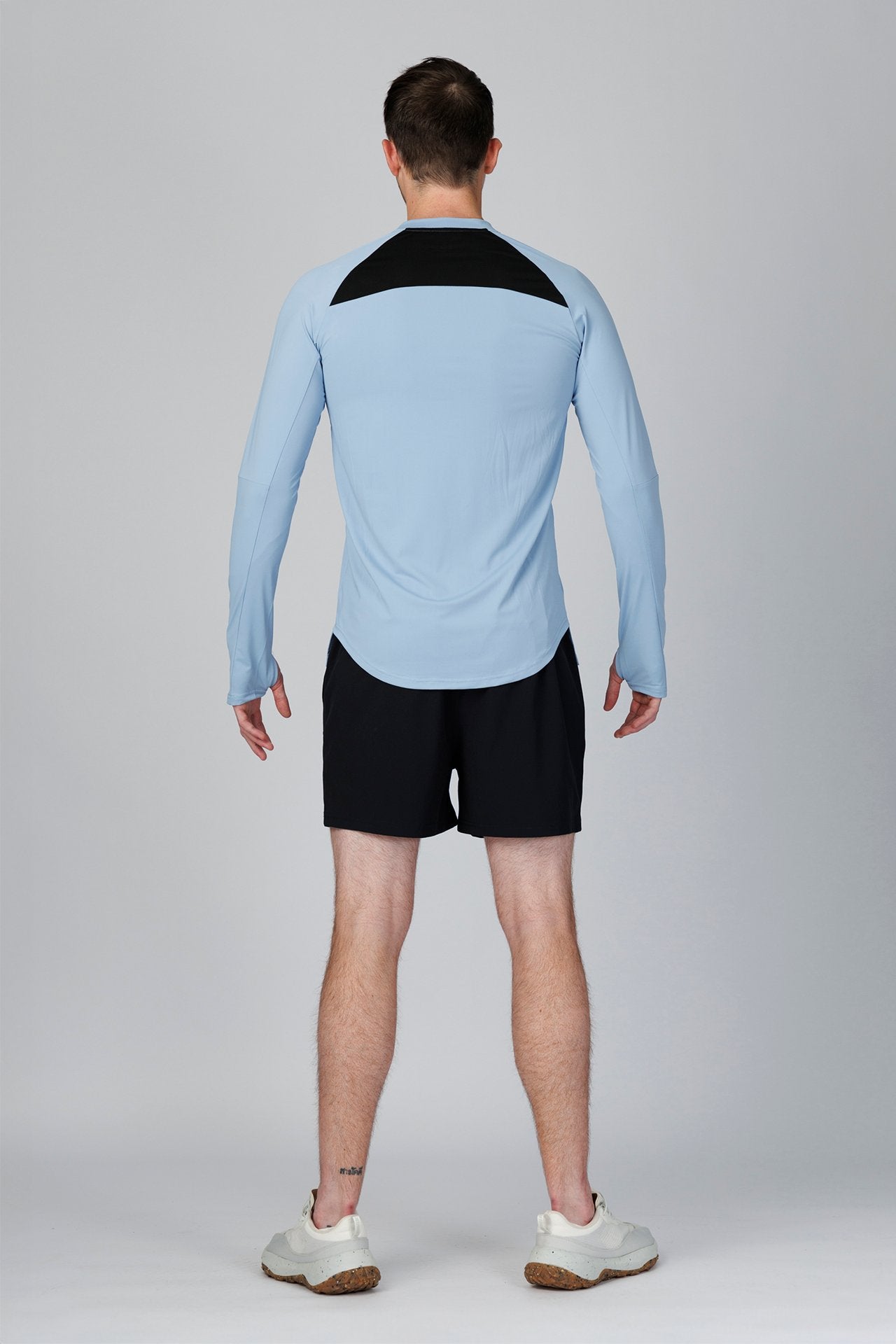 SPJ0365 - Quick-Dry 4-Way Stretch Back Mesh Long Sleeve Running Tee - Blue