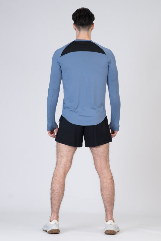 SPJ0365B - Quick-Dry 4-Way Stretch Back Mesh Long Sleeve Running Tee