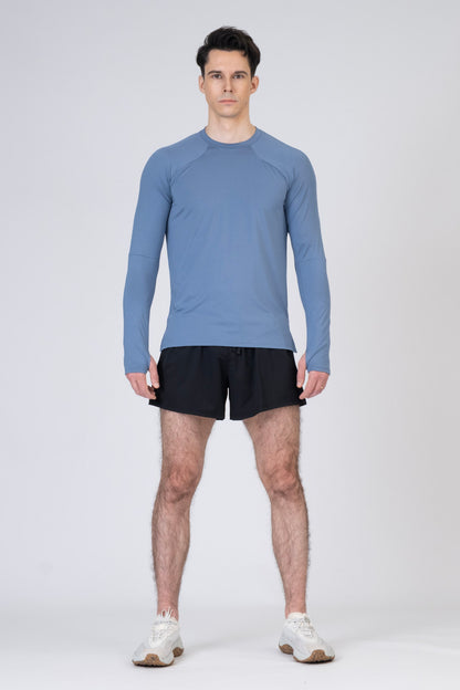 SPJ0365B - Quick-Dry 4-Way Stretch Back Mesh Long Sleeve Running Tee
