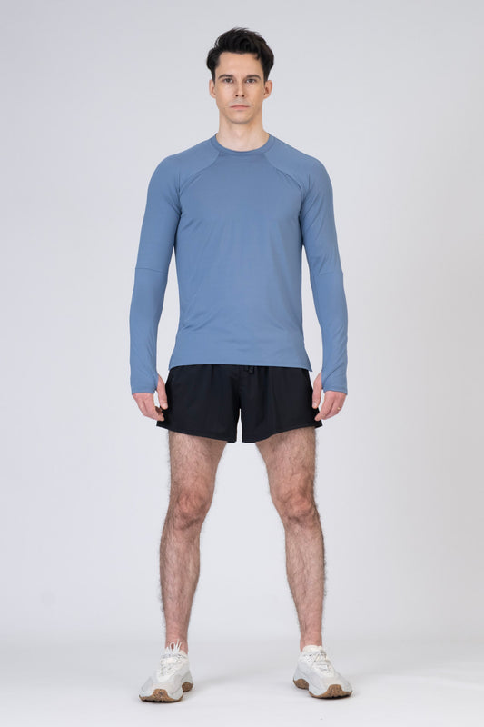 SPJ0365B - Quick-Dry 4-Way Stretch Back Mesh Long Sleeve Running Tee