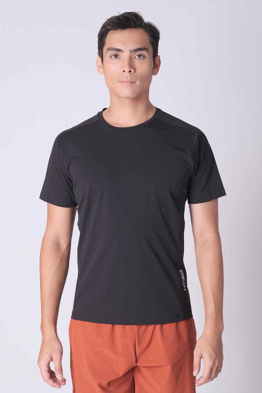 SPJ0384 - Cool Touch Breathable Back Mesh Workout Tee - Black