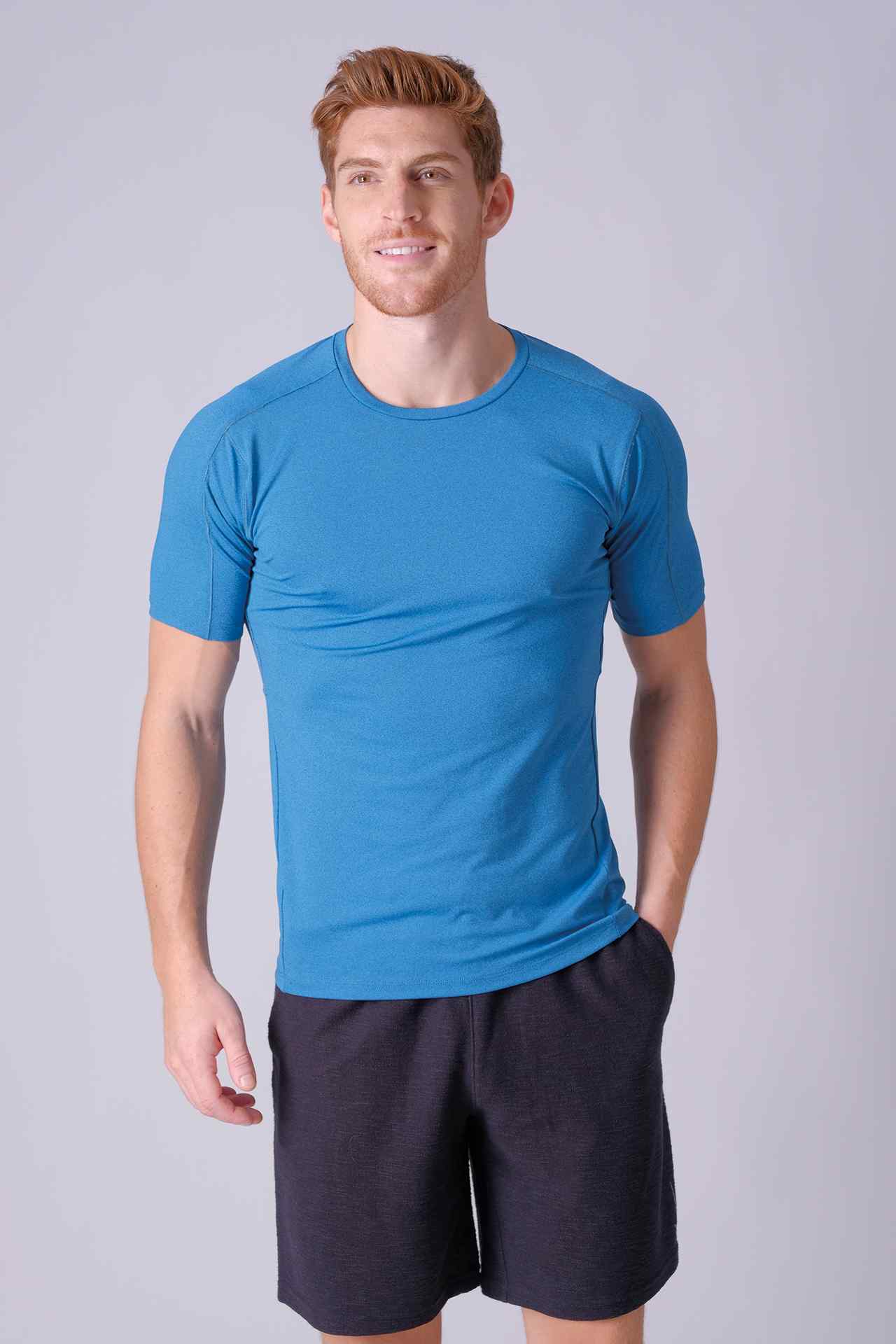 SPJ0384A - Sweat-Wicking Back Mesh Stretch Workout Tee