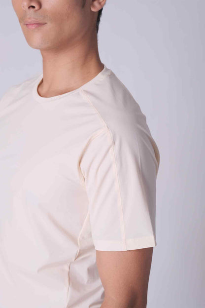 SPJ0384 - Cool Touch Breathable Back Mesh Workout Tee - Natural
