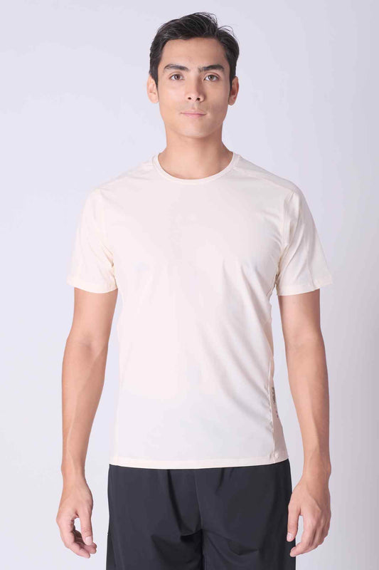 SPJ0384 - Cool Touch Breathable Back Mesh Workout Tee - Natural