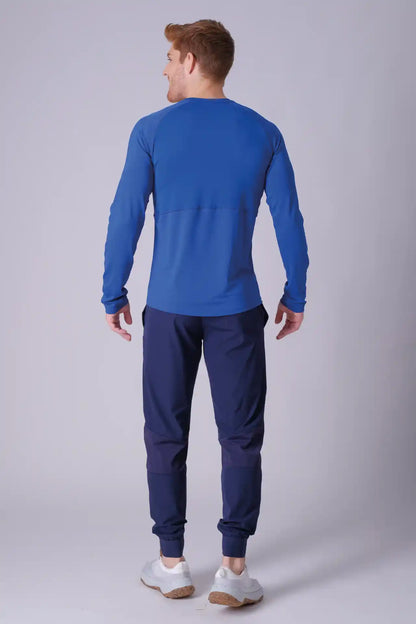SPJ0385 - Breathable Back Mesh Long Sleeve Workout Tee - Navy