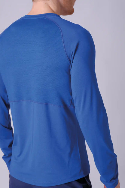 SPJ0385 - Breathable Back Mesh Long Sleeve Workout Tee - Navy