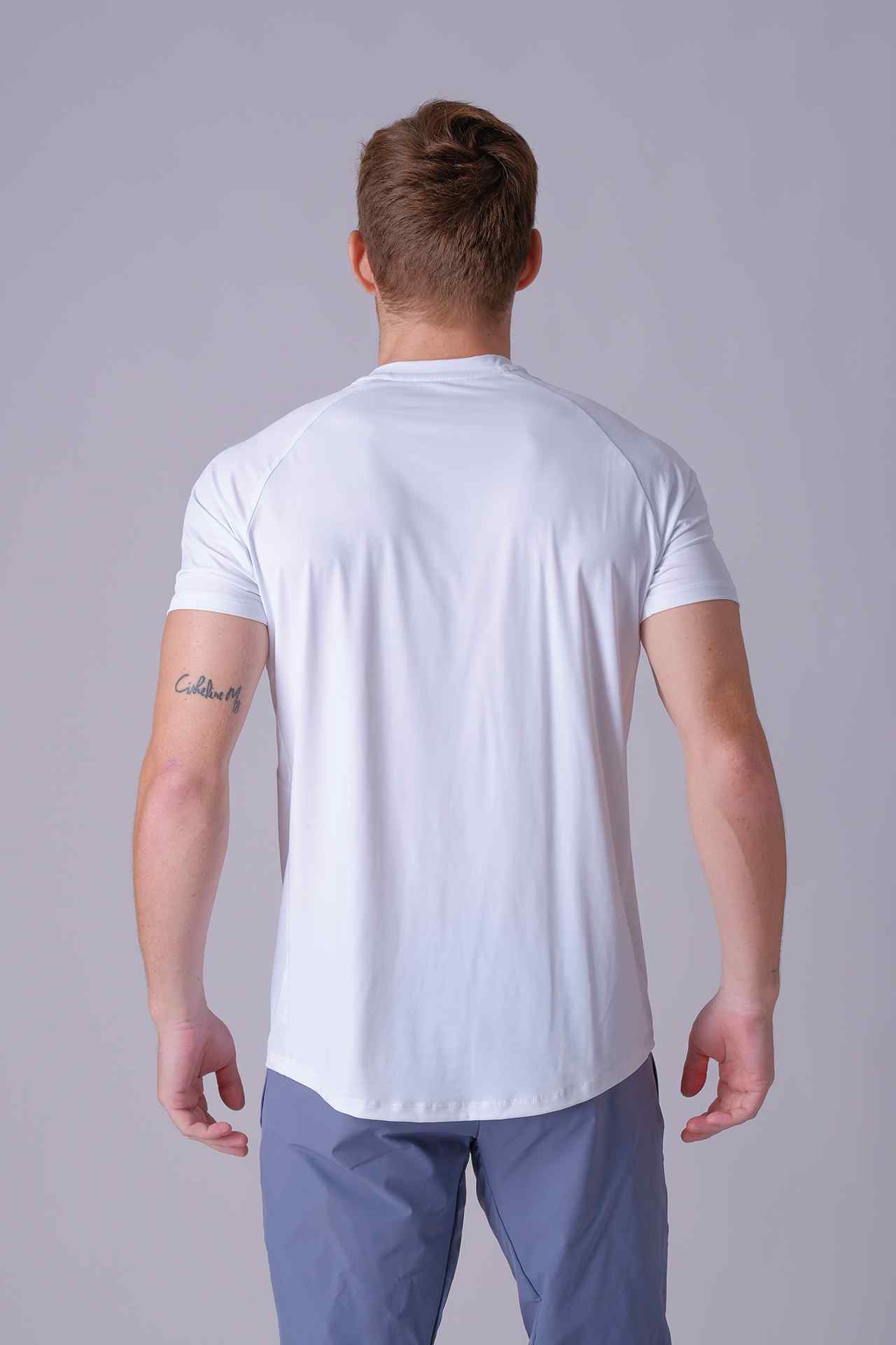 SPJ0386 - Cool Touch Stretch Nylon Raglan Sleeve Workout Tee - White