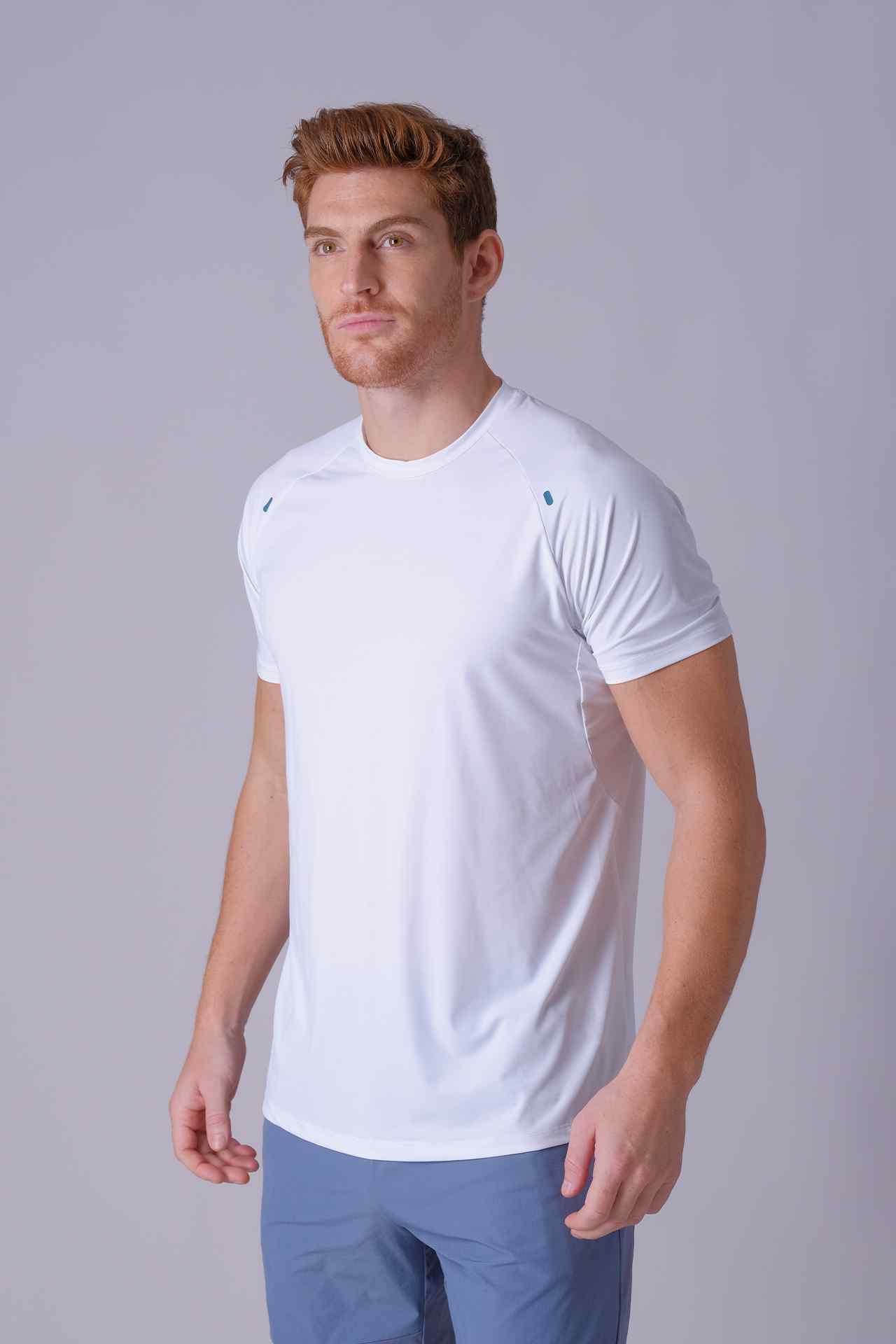SPJ0386 - Cool Touch Stretch Nylon Raglan Sleeve Workout Tee - White