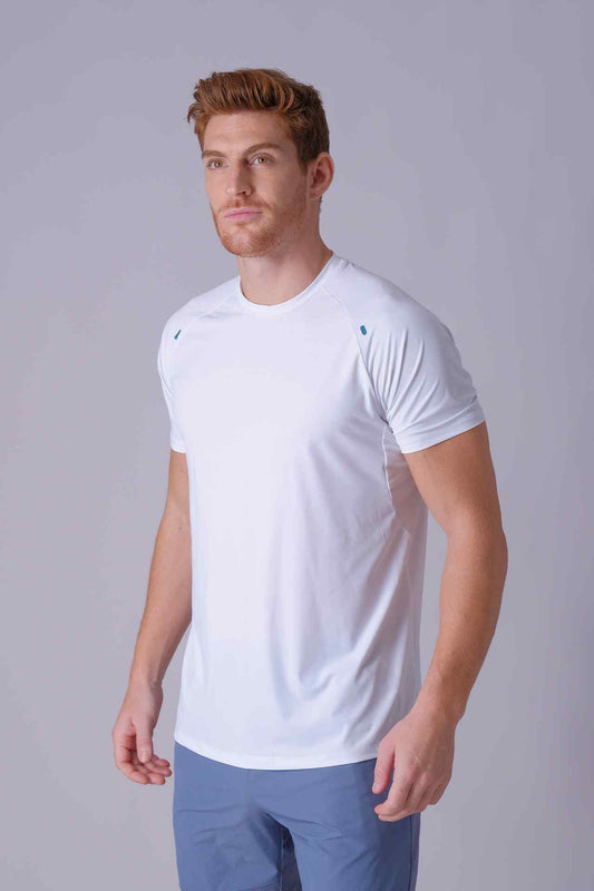 SPJ0386 - Cool Touch Stretch Nylon Raglan Sleeve Workout Tee - White