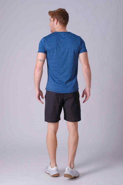 SPJ0388 - Breathable Back Mesh Camo Workout Tee - Cyan