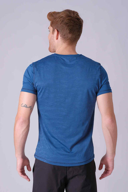 SPJ0388 - Breathable Back Mesh Camo Workout Tee - Cyan
