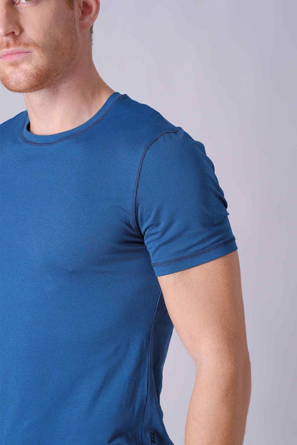 SPJ0388 - Breathable Back Mesh Camo Workout Tee - Cyan