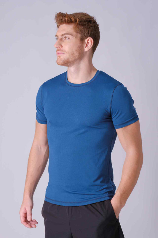 SPJ0388 - Breathable Back Mesh Camo Workout Tee - Cyan