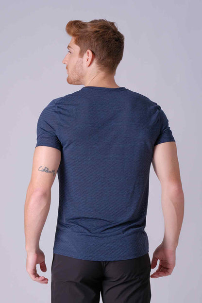 SPJ0391 - Breathable Twill Workout Short Sleeve Tee - Heather Cyan