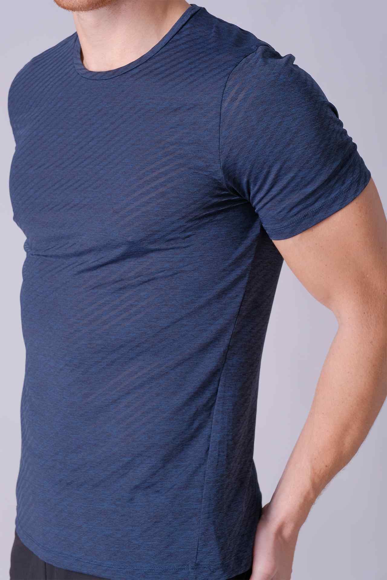 SPJ0391 - Breathable Twill Workout Short Sleeve Tee - Heather Cyan