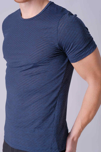 SPJ0391 - Breathable Twill Workout Short Sleeve Tee - Heather Cyan