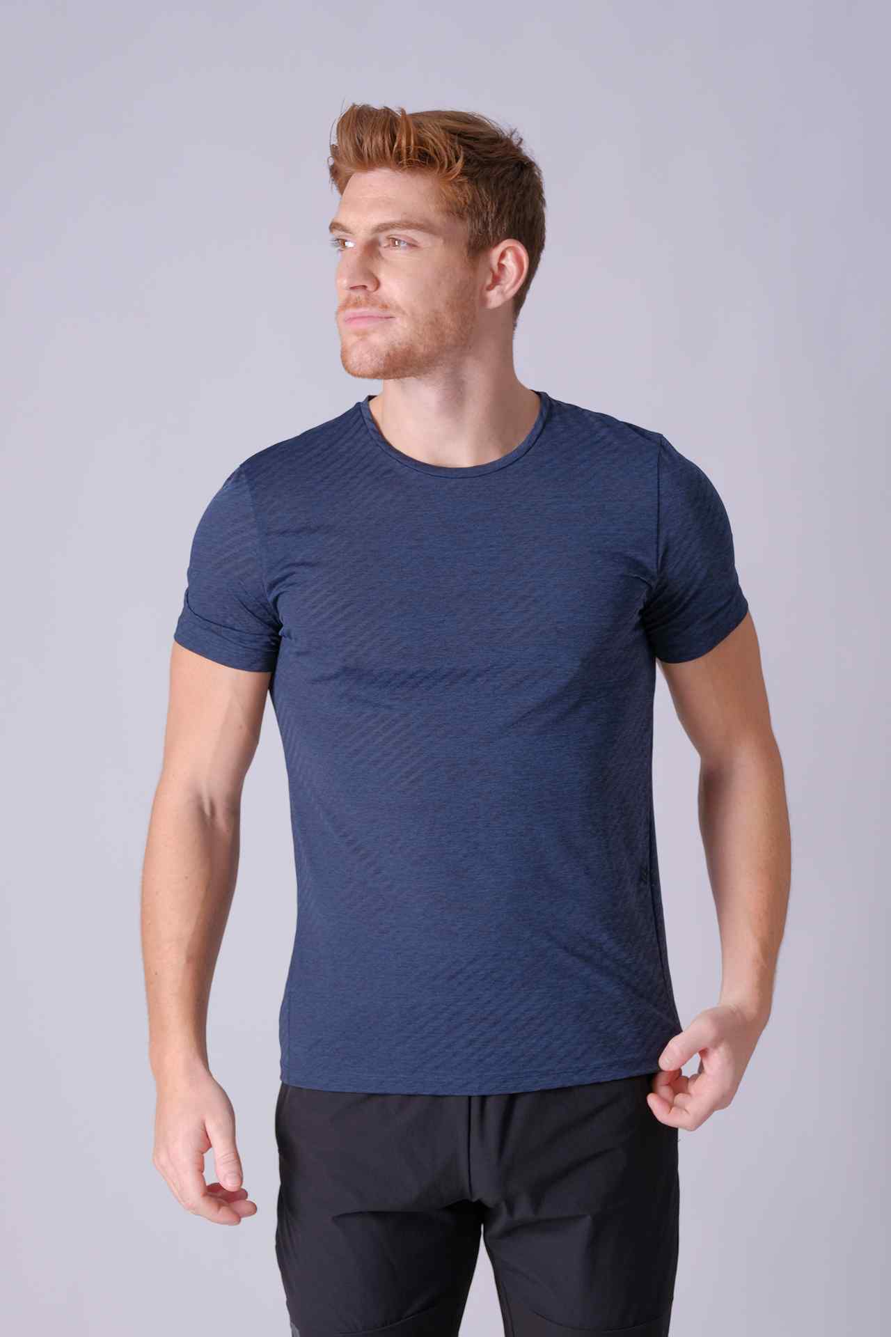 SPJ0391 - Breathable Twill Workout Short Sleeve Tee - Heather Cyan