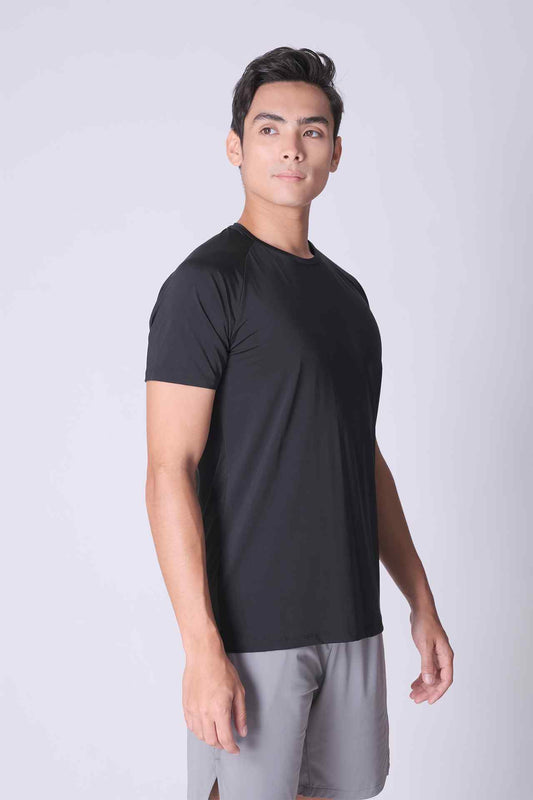 SPJ0398 - Jacquard Raglan Sleeve Workout Tee - Black