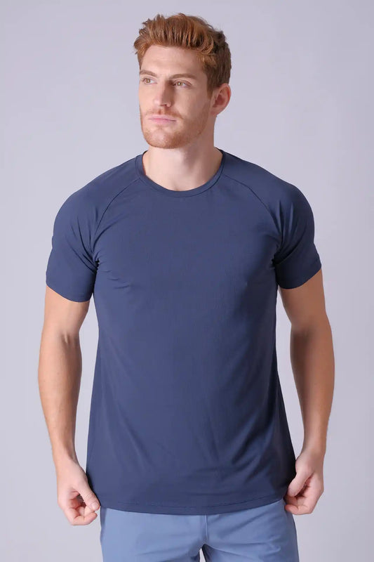 SPJ0398 - Breathable Mesh Raglan Sleeve Workout Tee - Navy
