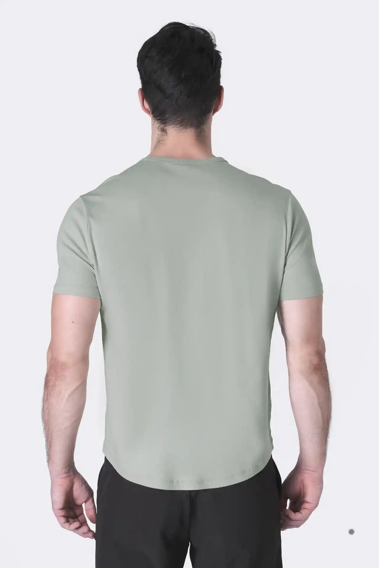 SPJ0399 - Finest Supima Cotton Crew Neck Curve-Hem Short Sleeve T-Shirt - Agave