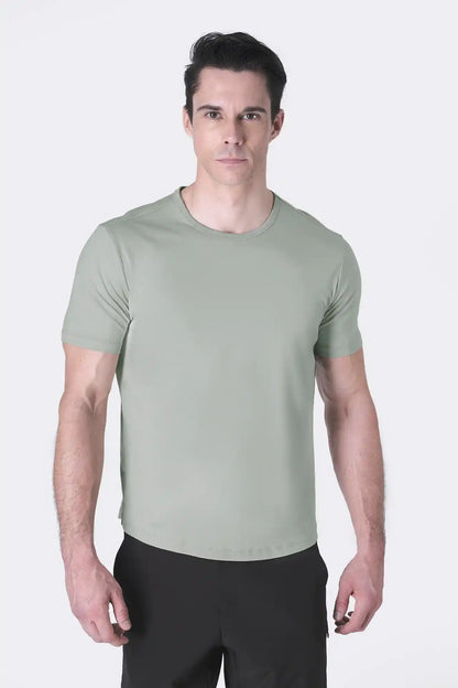SPJ0399 - Finest Supima Cotton Crew Neck Curve-Hem Short Sleeve T-Shirt - Agave