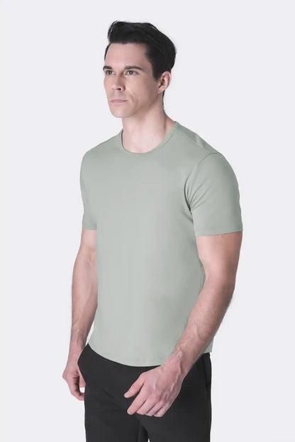 SPJ0399 - Finest Supima Cotton Crew Neck Curve-Hem Short Sleeve T-Shirt - Agave