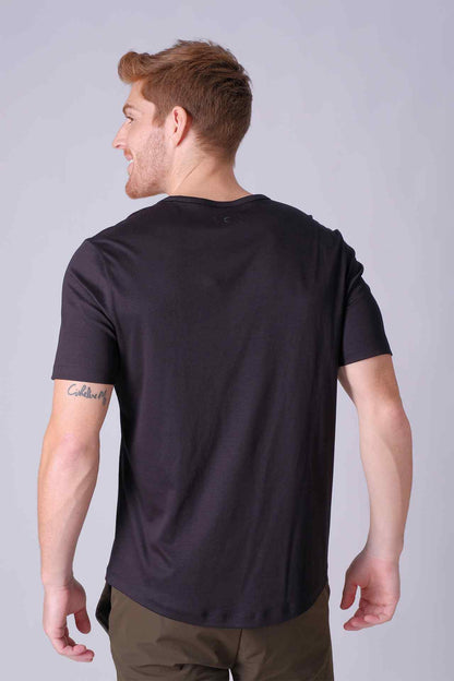 SPJ0399 - Finest US Supima Cotton Crew Neck Curve-Hem Short Sleeve T-Shirt - Black