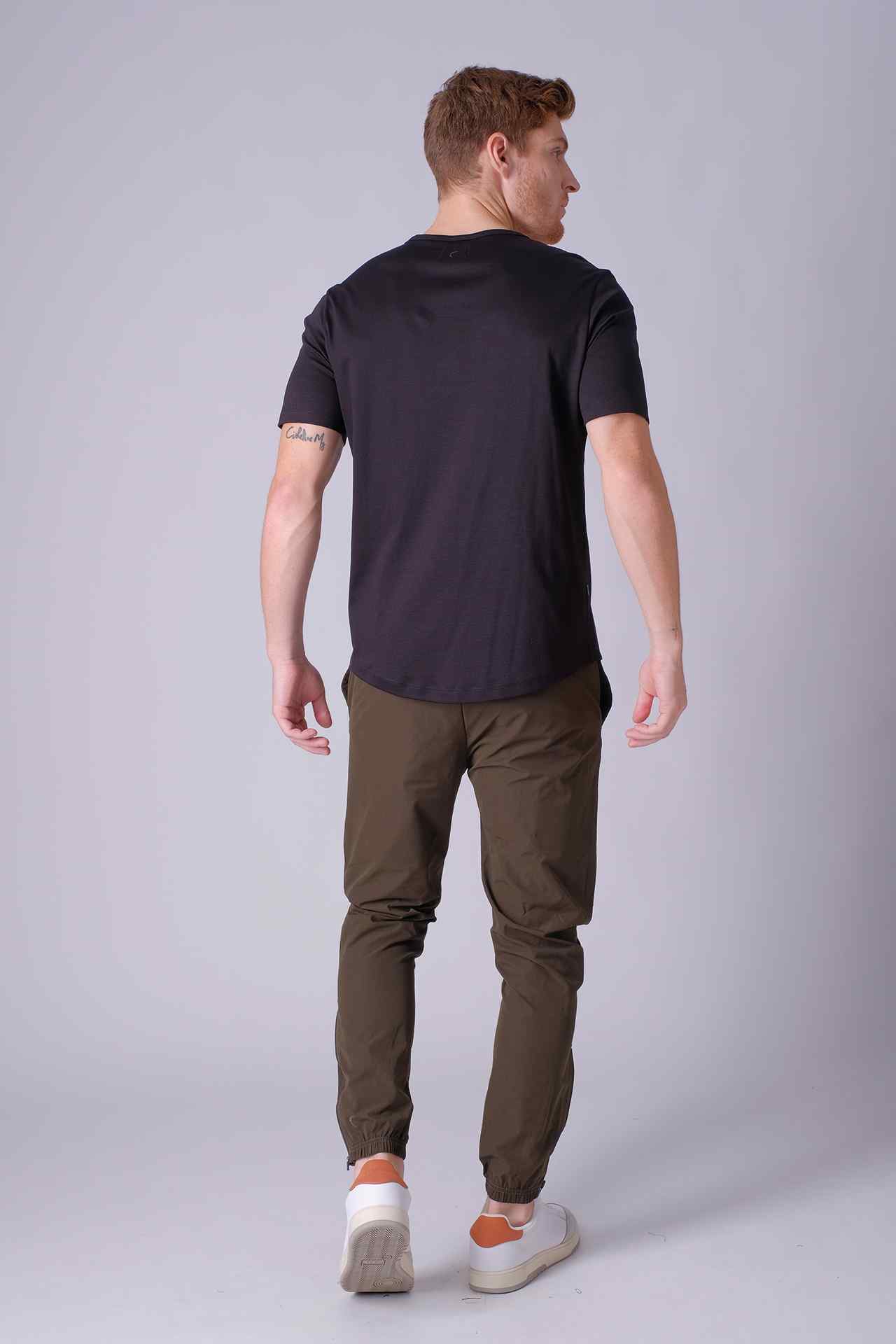 SPJ0399 - Finest US Supima Cotton Crew Neck Curve-Hem Short Sleeve T-Shirt - Black