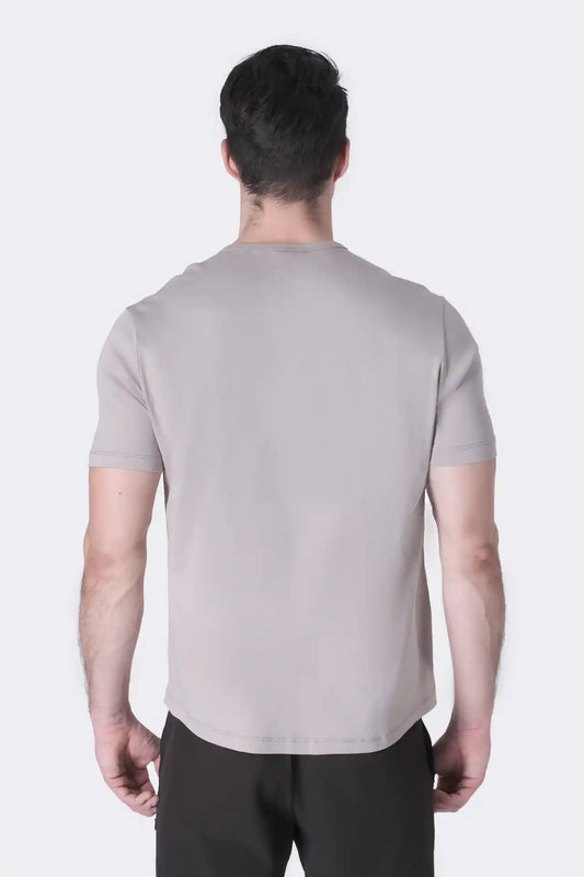 SPJ0399 - Finest Supima Cotton Crew Neck Curve-Hem Short Sleeve T-Shirt - Stone