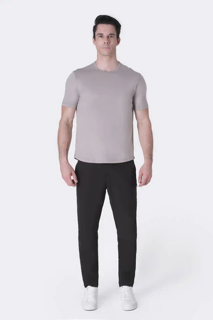 SPJ0399 - Finest Supima Cotton Crew Neck Curve-Hem Short Sleeve T-Shirt - Stone