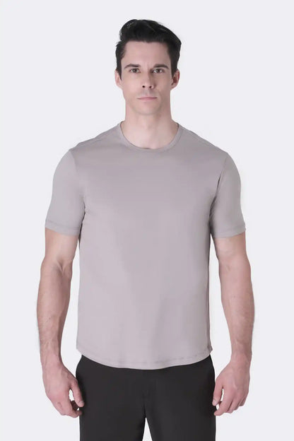 SPJ0399 - Finest Supima Cotton Crew Neck Curve-Hem Short Sleeve T-Shirt - Stone