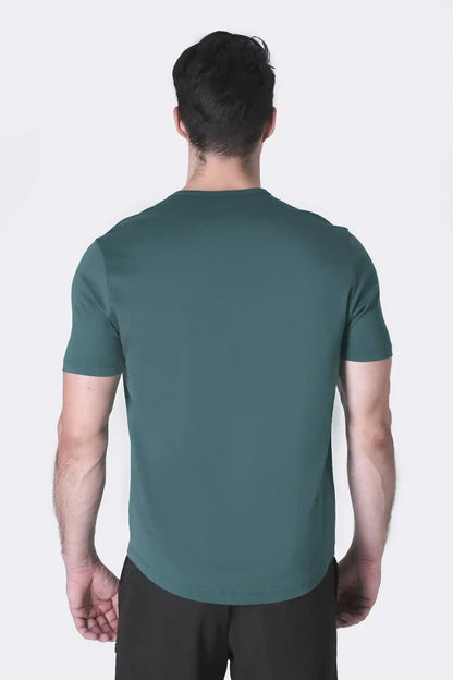 SPJ0399 - Finest Supima Cotton Crew Neck Curve-Hem Short Sleeve T-Shirt - Teal