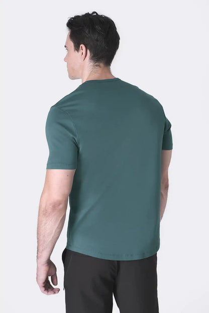 SPJ0399 - Finest Supima Cotton Crew Neck Curve-Hem Short Sleeve T-Shirt - Teal