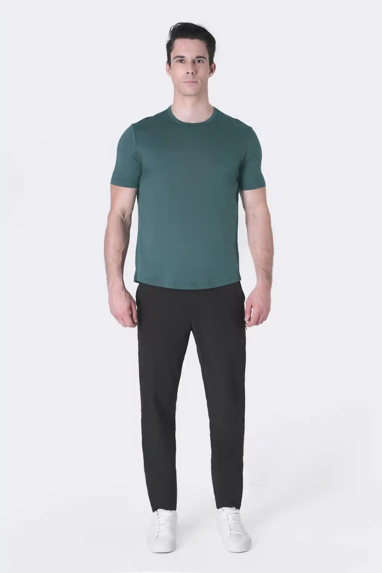 SPJ0399 - Finest Supima Cotton Crew Neck Curve-Hem Short Sleeve T-Shirt - Teal