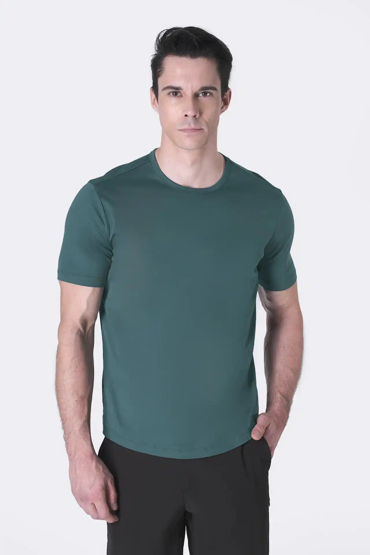 SPJ0399 - Finest Supima Cotton Crew Neck Curve-Hem Short Sleeve T-Shirt - Teal