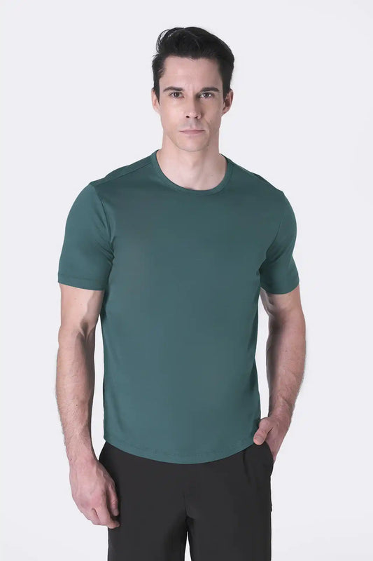 SPJ0399 - Finest Supima Cotton Crew Neck Curve-Hem Short Sleeve T-Shirt - Teal