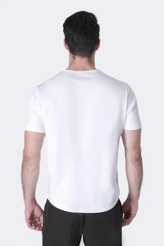 SPJ0399 - Finest Supima Cotton Crew Neck Curve-Hem Short Sleeve T-Shirt - White