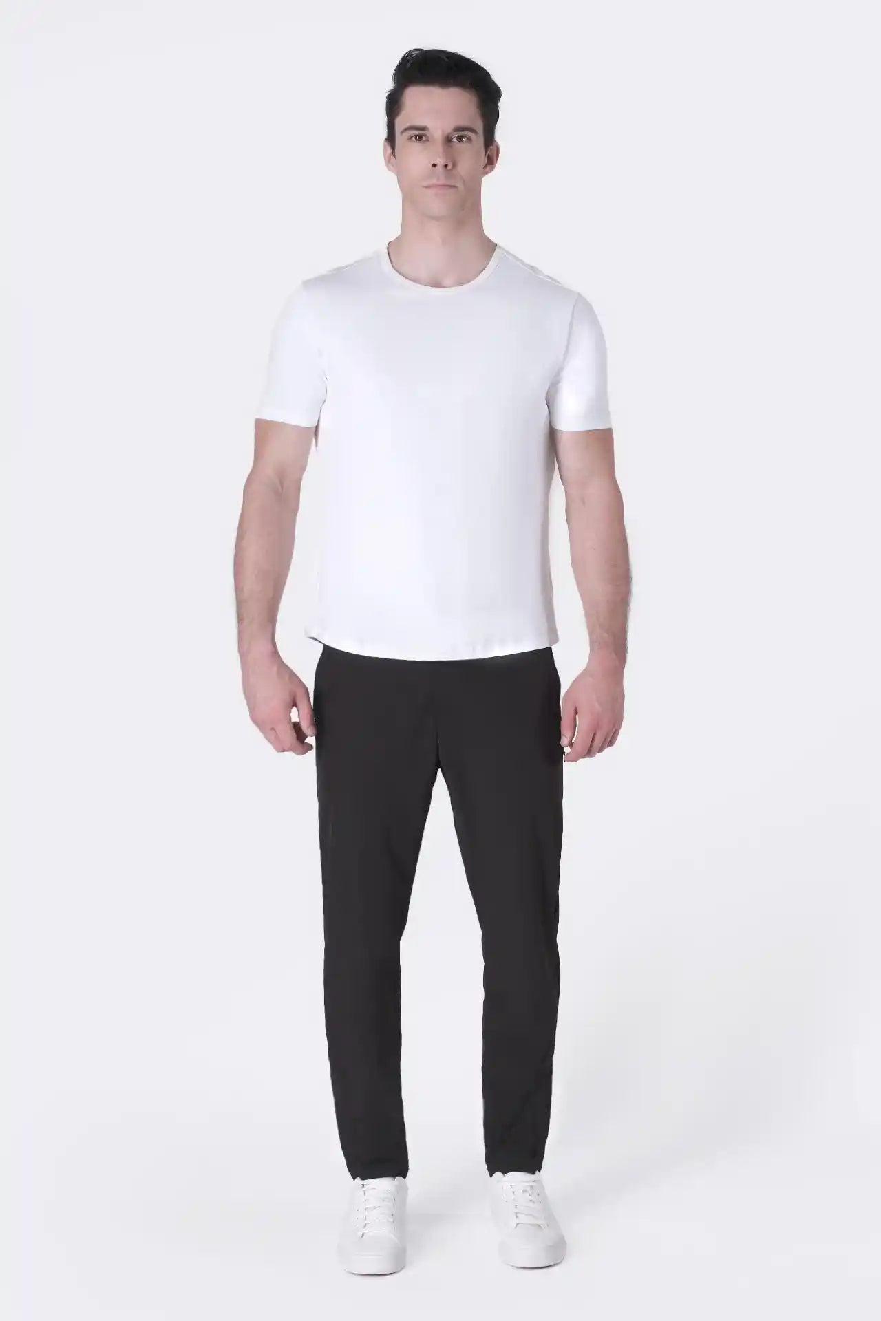 SPJ0399 - Finest Supima Cotton Crew Neck Curve-Hem Short Sleeve T-Shirt - White