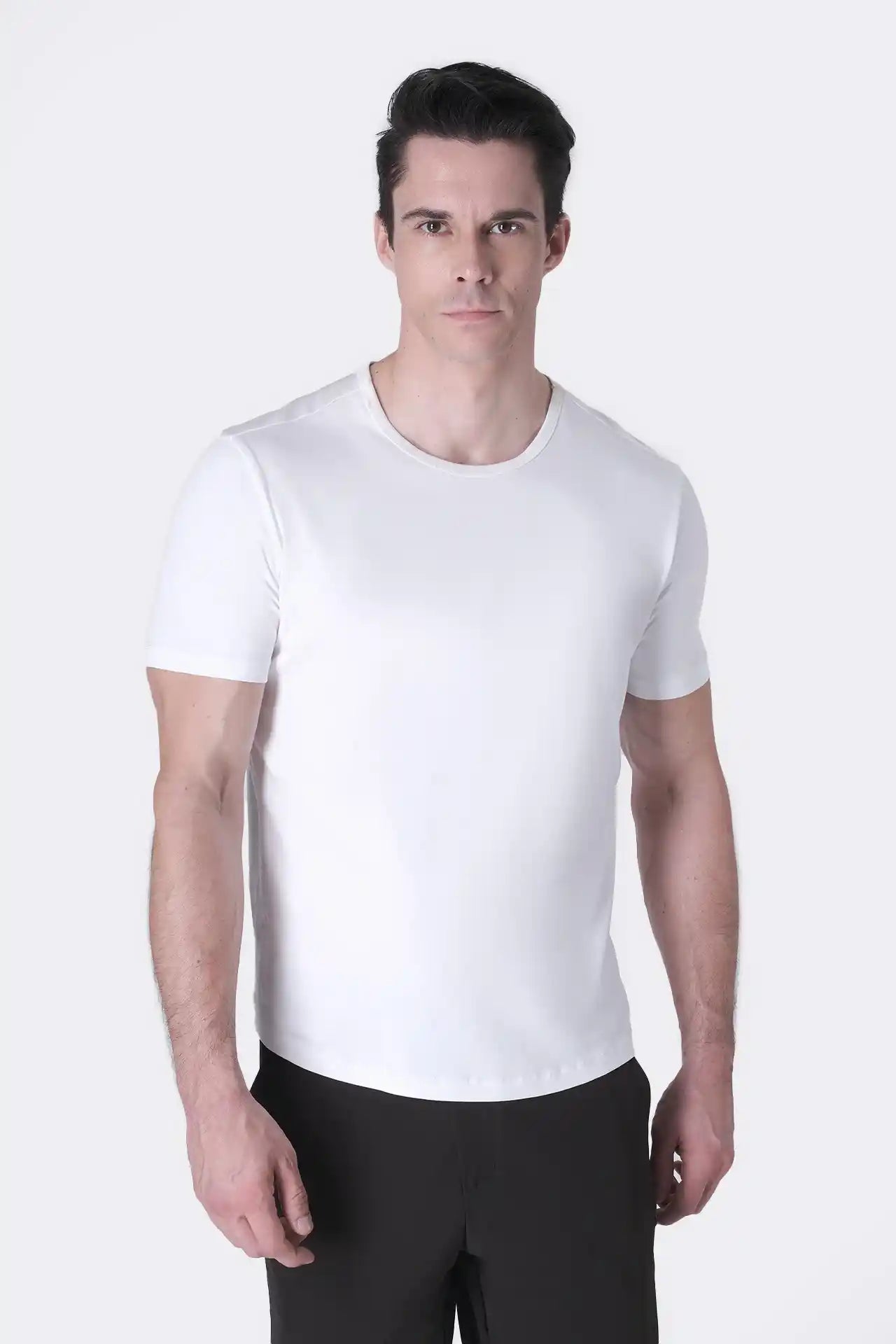 SPJ0399 - Finest Supima Cotton Crew Neck Curve-Hem Short Sleeve T-Shirt - White