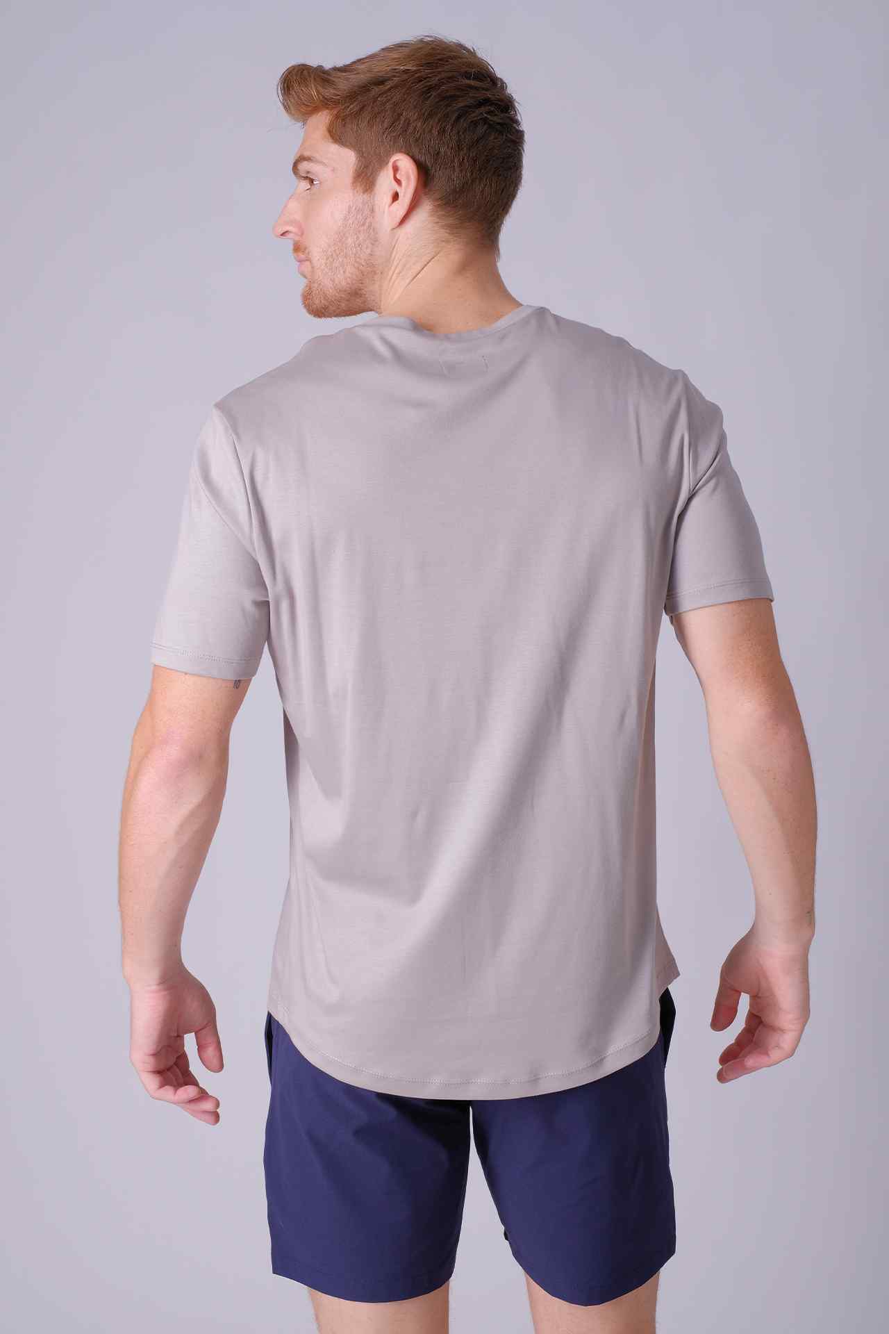 SPJ0401 - Finest US Supima Cotton V-Neck Curve-Hem Short Sleeve Tee - Grey