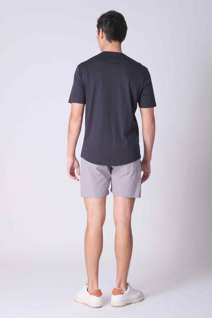 SPJ0401 - Finest US Supima Cotton V-Neck Curve-Hem Short Sleeve Tee - Black