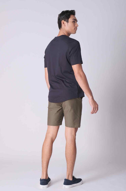 SPJ0401 - Finest US Supima Cotton V-Neck Curve-Hem Short Sleeve Tee - Black