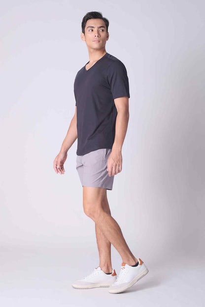 SPJ0401 - Finest US Supima Cotton V-Neck Curve-Hem Short Sleeve Tee - Black