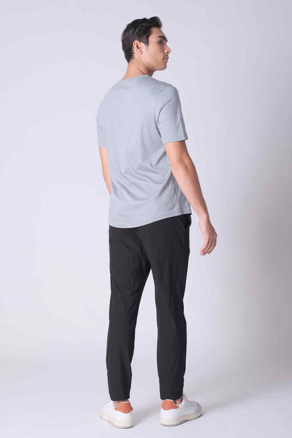 SPJ0402 - Finest US Supima Cotton Curve-Hem Short Sleeve Henley - Mid Grey