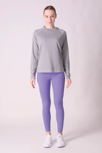 SPWJ0408 - Women's Raglan Sleeve Crew Neck LS Top - Heather Grey