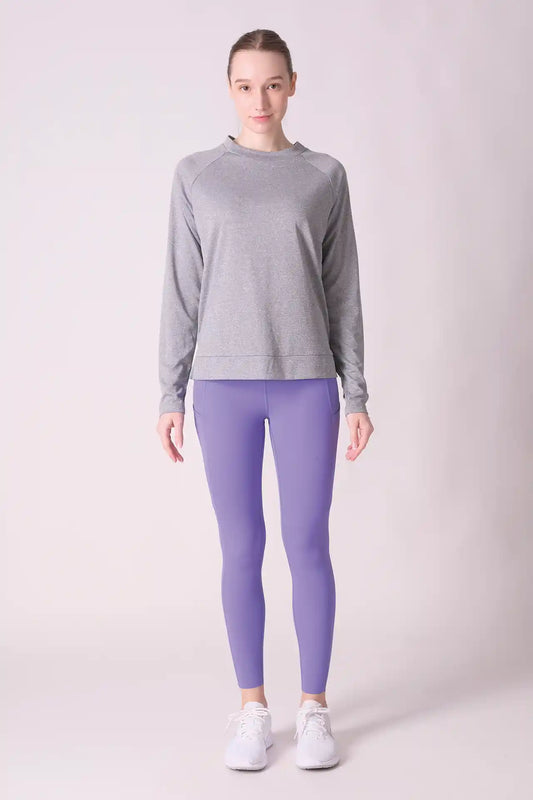 SPWJ0408 - Women's Raglan Sleeve Crew Neck LS Top - Heather Grey