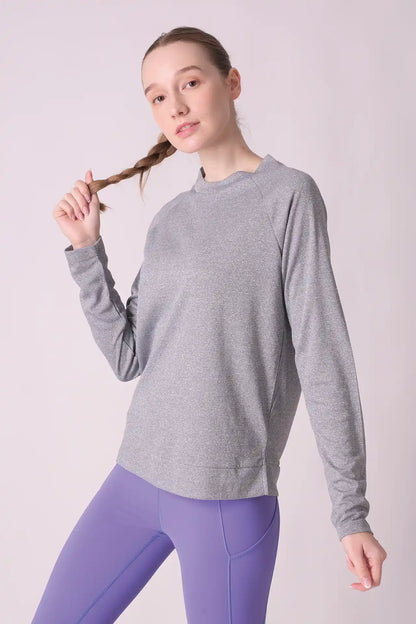 SPWJ0408 - Women's Raglan Sleeve Crew Neck LS Top - Heather Grey