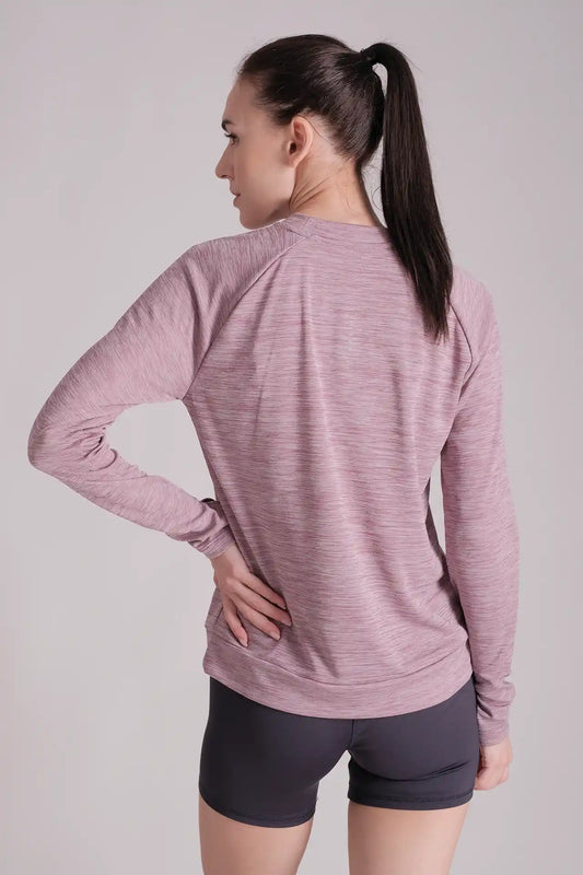 SPWJ0408 - Women's Ultra Soft Raglan Sleeve Stretch Running Shirt - Heather Purple