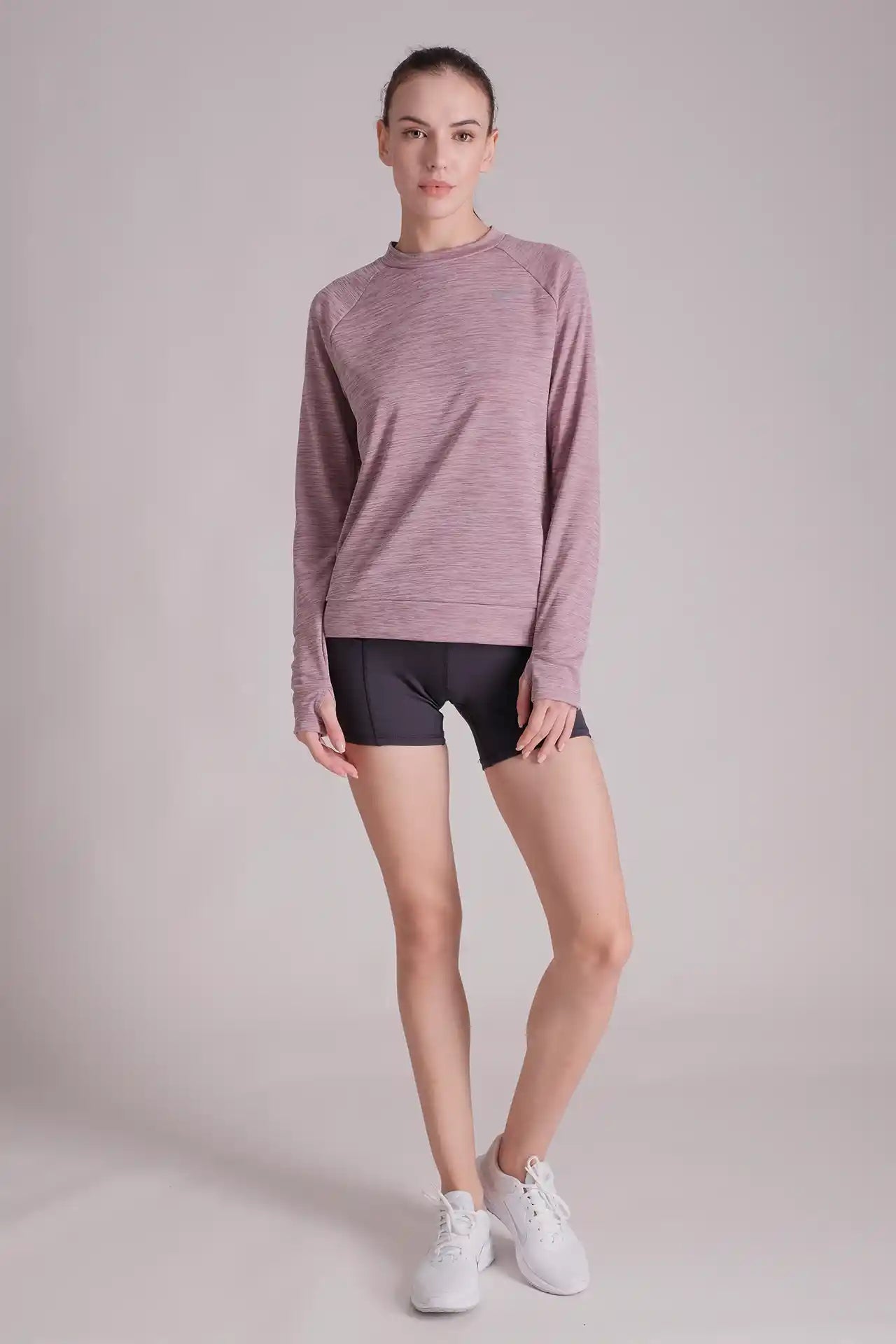 SPWJ0408 - Women's Raglan Sleeve Crewneck Top - Heather Purple