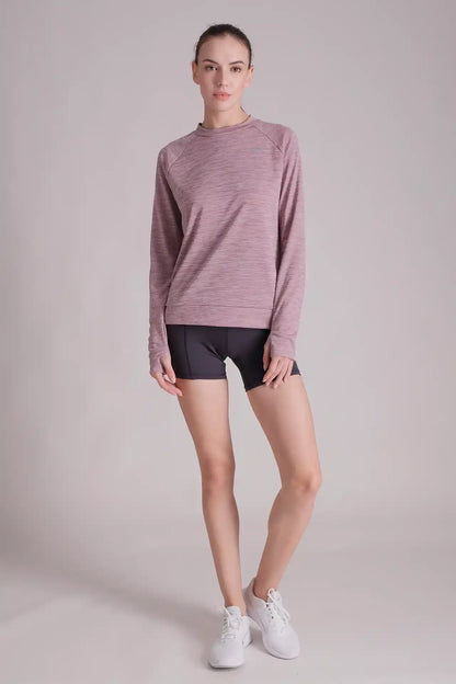 SPWJ0408 - Women's Raglan Sleeve Crewneck Top - Heather Purple